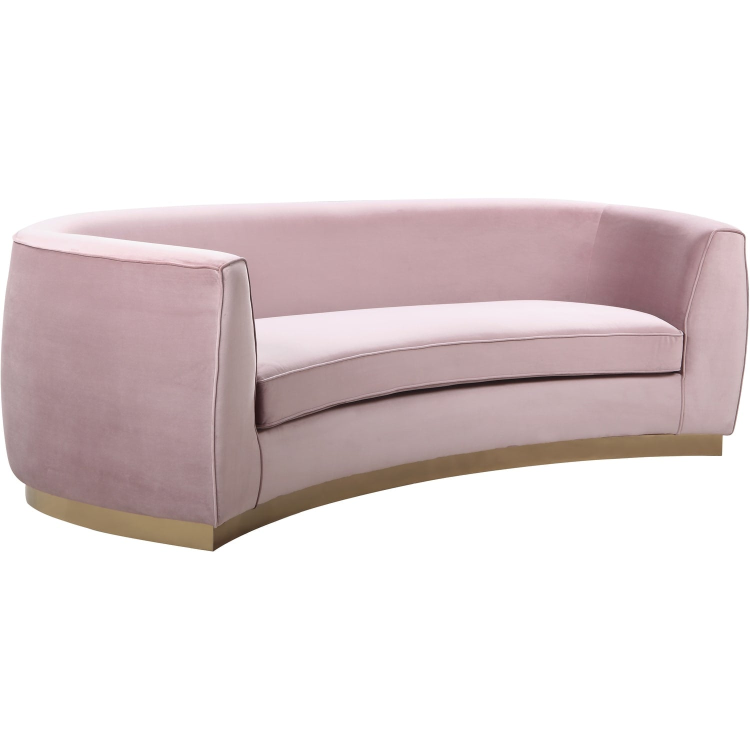 87 In.W Blue Finish Velvet Upholstery Curved Straight Arm Sectional Sofa