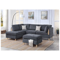 87 In.W Brown Finish Chenille Upholstery L Shaped Straight Arm Sectional Sofa