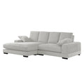 87 In.W Brown Finish Corduroy Upholstery L Shaped Straight Arm Sectional Sofa