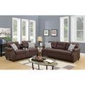 87 In.W Brown Finish Fabric Upholstery L Shaped Straight Arm Sectional Sofa