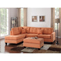 87 In.W Brown Finish Fabric Upholstery L Shaped Straight Arm Sectional Sofa