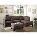 87 In.W Brown Finish Faux Leather Upholstery L Shaped Straight Arm Sectional Sofa