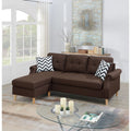 87 In.W Brown Finish Linen Upholstery L Shaped Straight Arm Sectional Sofa