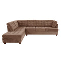 87 In.W Brown Finish Linen Upholstery L Shaped Straight Arm Sectional Sofa