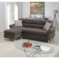 87 In.W Gray Finish Fabric Upholstery L Shaped Straight Arm Sectional Sofa