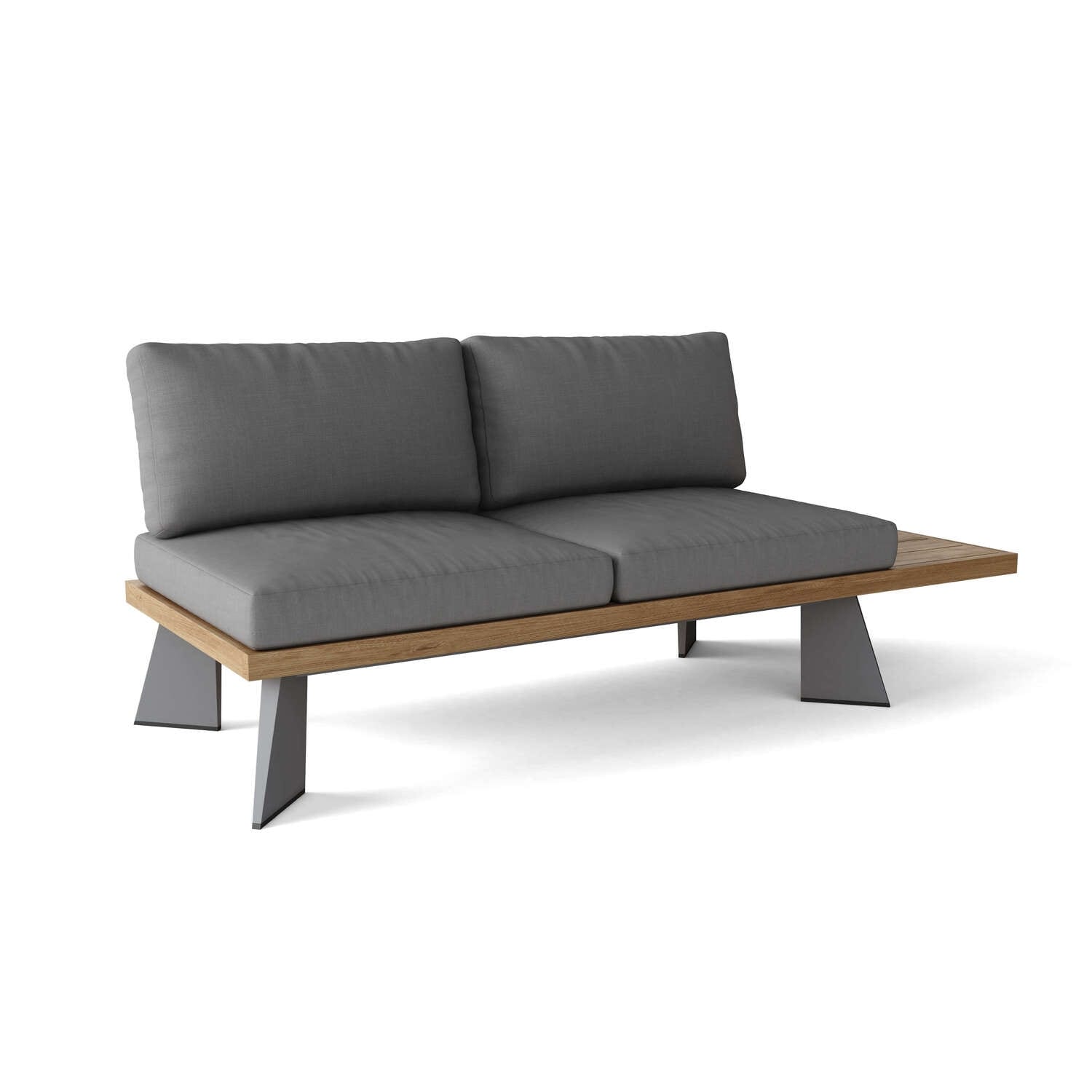 87 In.W Gray Finish Fabric Upholstery L Shaped Straight Arm Sectional Sofa