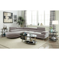 87 In.W Gray Finish Faux Leather Upholstery L Shaped Straight Arm Sectional Sofa