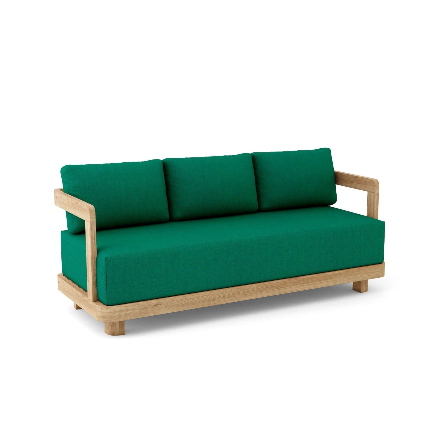 87 In.W Green Finish Fabric Upholstery Curved Straight Arm Sectional Sofa