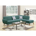 87 In.W Green Finish Fabric Upholstery L Shaped Straight Arm Sectional Sofa