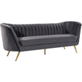 87 In.W Green Finish Velvet Upholstery Curved Straight Arm Sectional Sofa