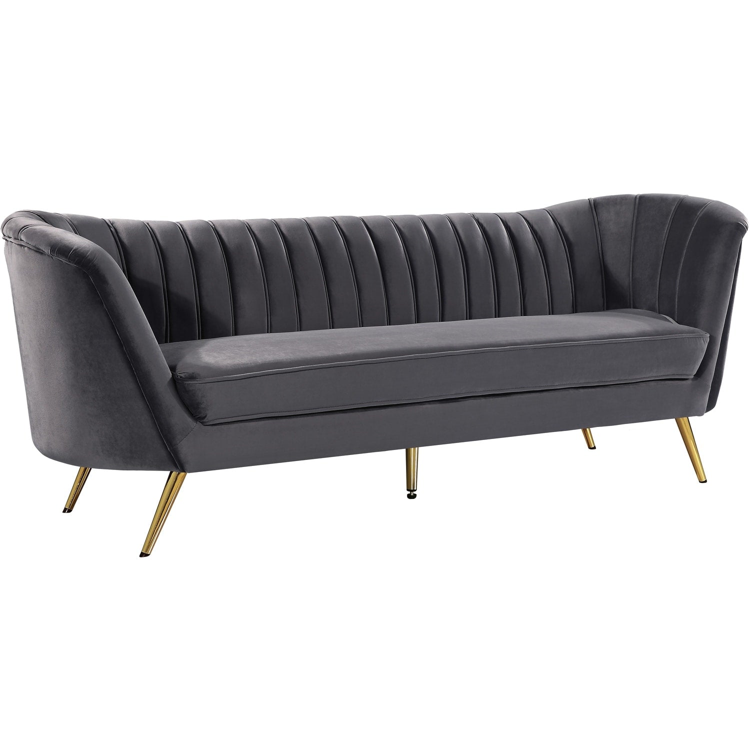 87 In.W Green Finish Velvet Upholstery Curved Straight Arm Sectional Sofa