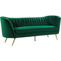 87 In.W Green Finish Velvet Upholstery Curved Straight Arm Sectional Sofa