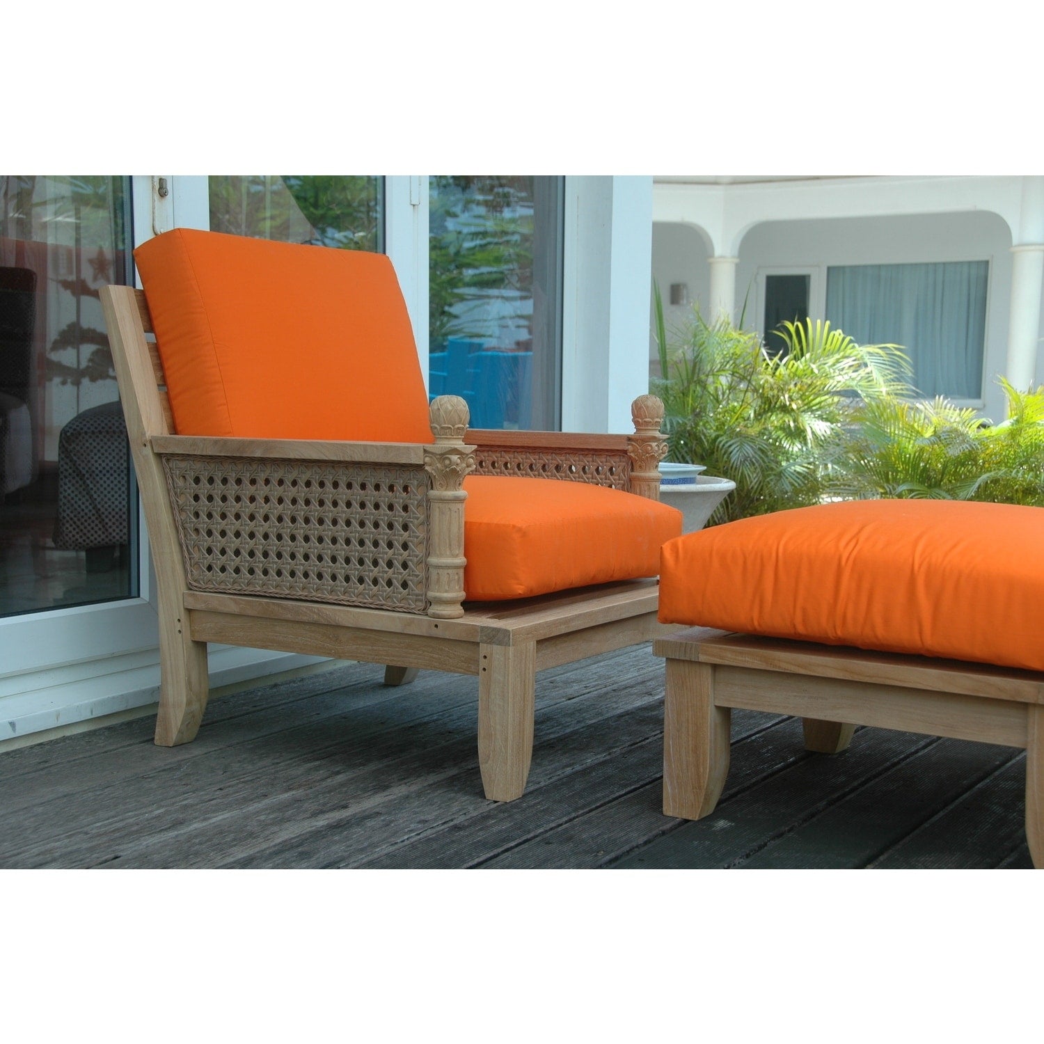 87 In.W Orange Finish Fabric Upholstery Curved Straight Arm Sectional Sofa