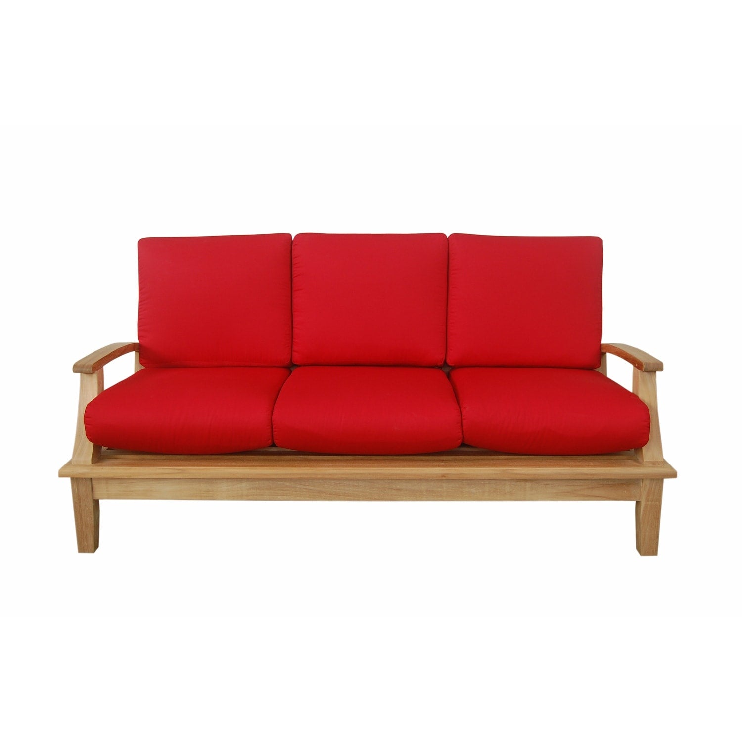 87 In.W Red Finish Fabric Upholstery Curved Straight Arm Sectional Sofa