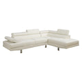 87 In.W White Finish Faux Leather Upholstery L Shaped Straight Arm Sectional Sofa