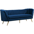 88 In.W Blue Finish Velvet Upholstery L Shaped Straight Arm Sectional Sofa
