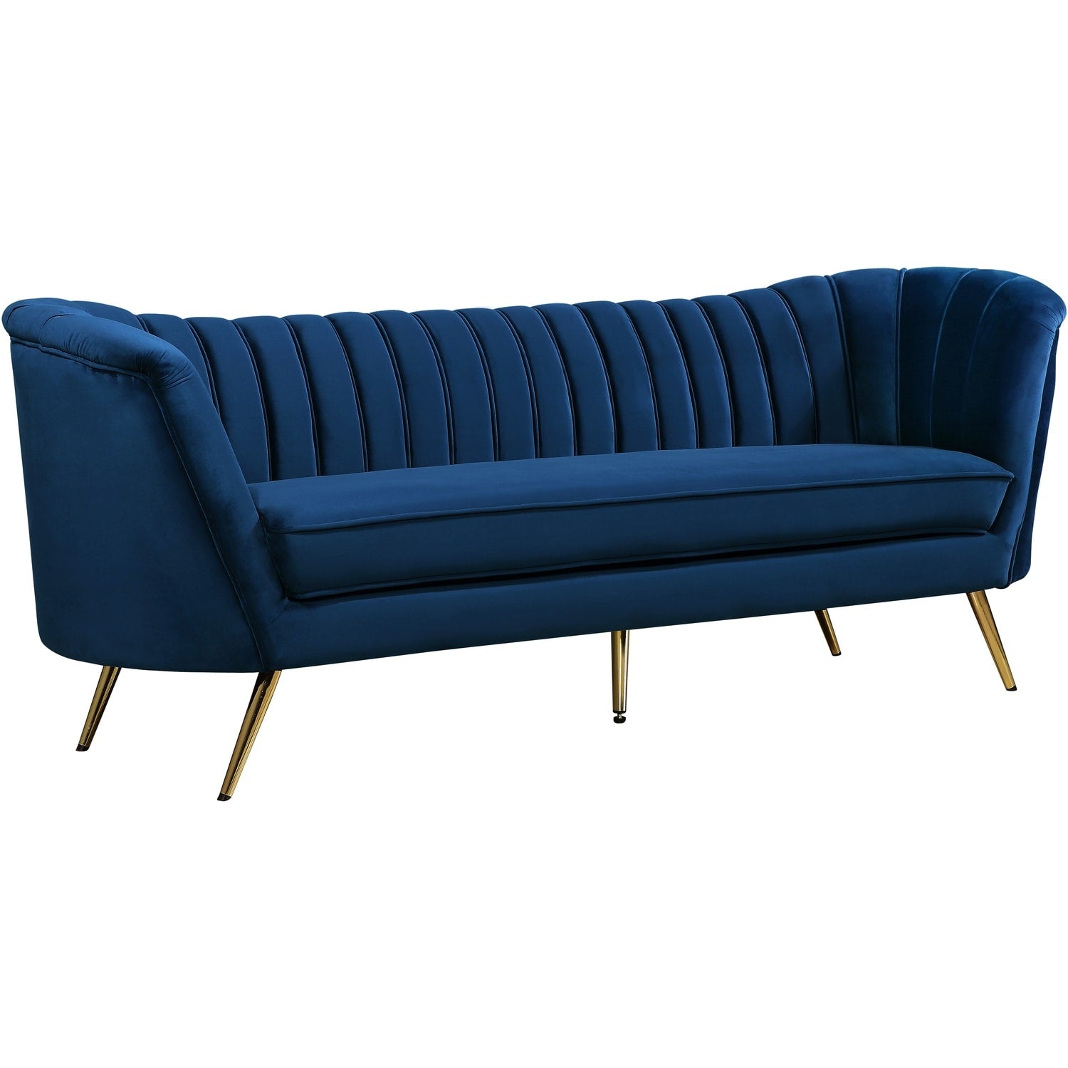 88 In.W Blue Finish Velvet Upholstery L Shaped Straight Arm Sectional Sofa