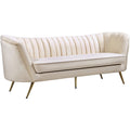 88 In.W Brown Finish Velvet Upholstery Curved Straight Arm Sectional Sofa
