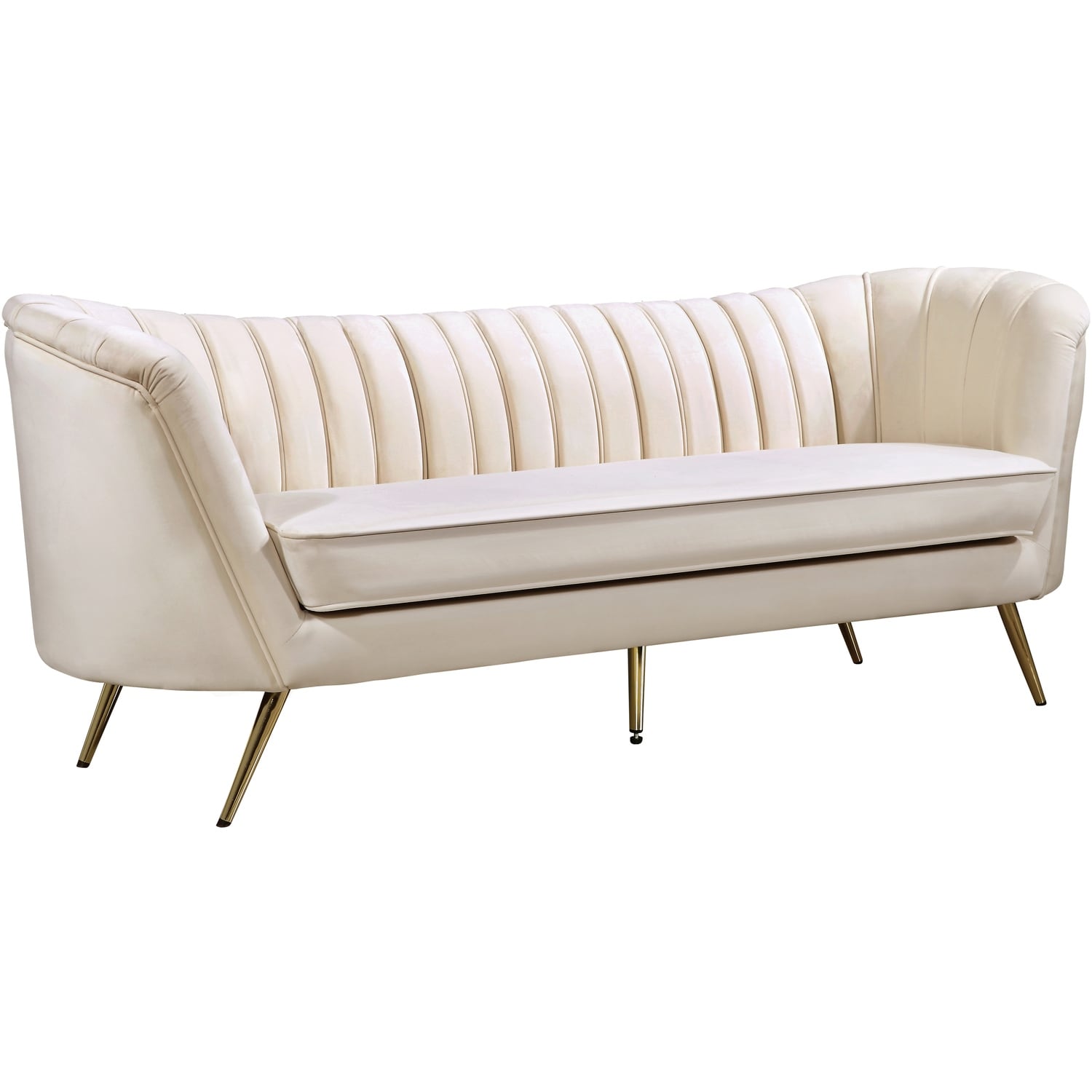 88 In.W Brown Finish Velvet Upholstery Curved Straight Arm Sectional Sofa