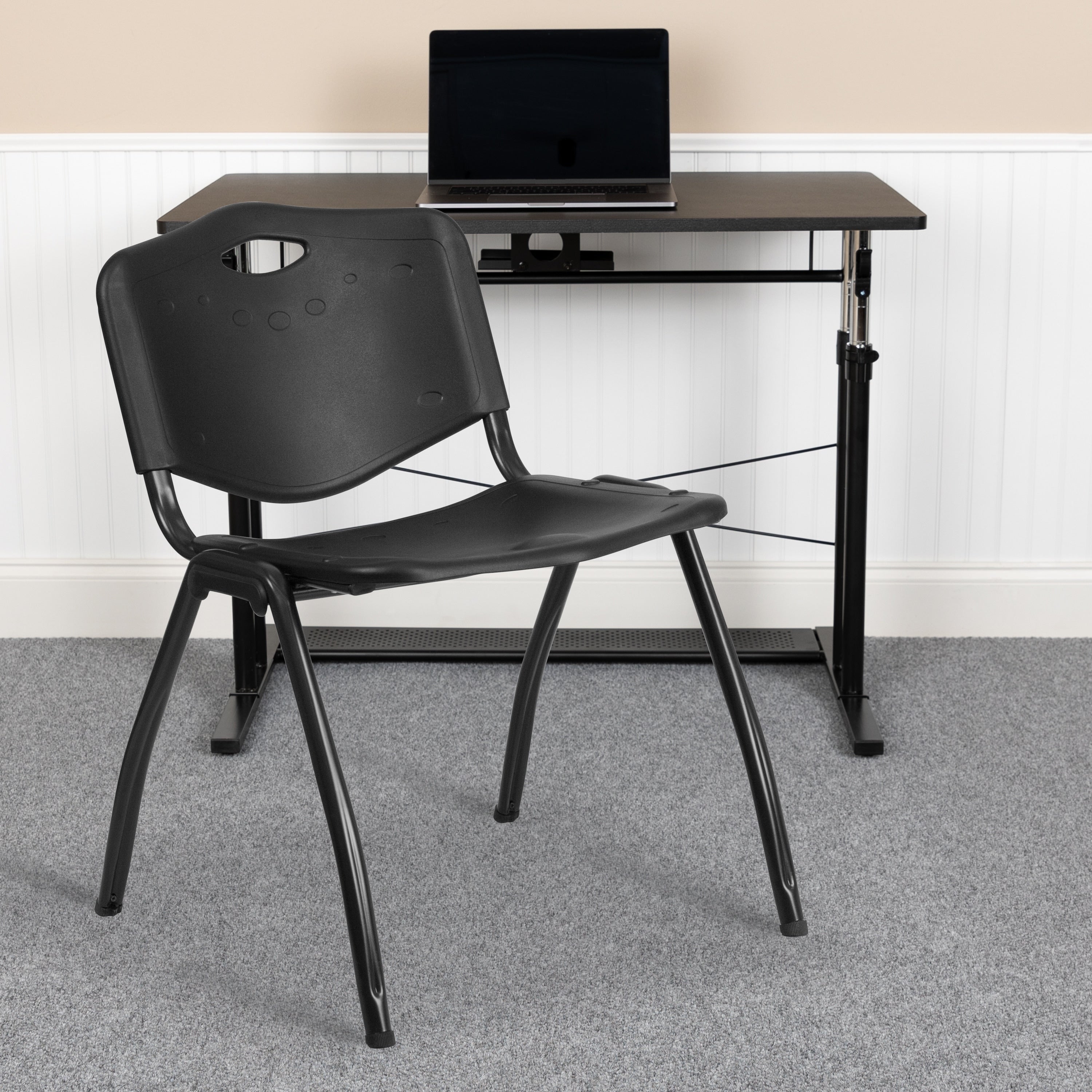Hercules Series Black Polypropylene Stack Chair