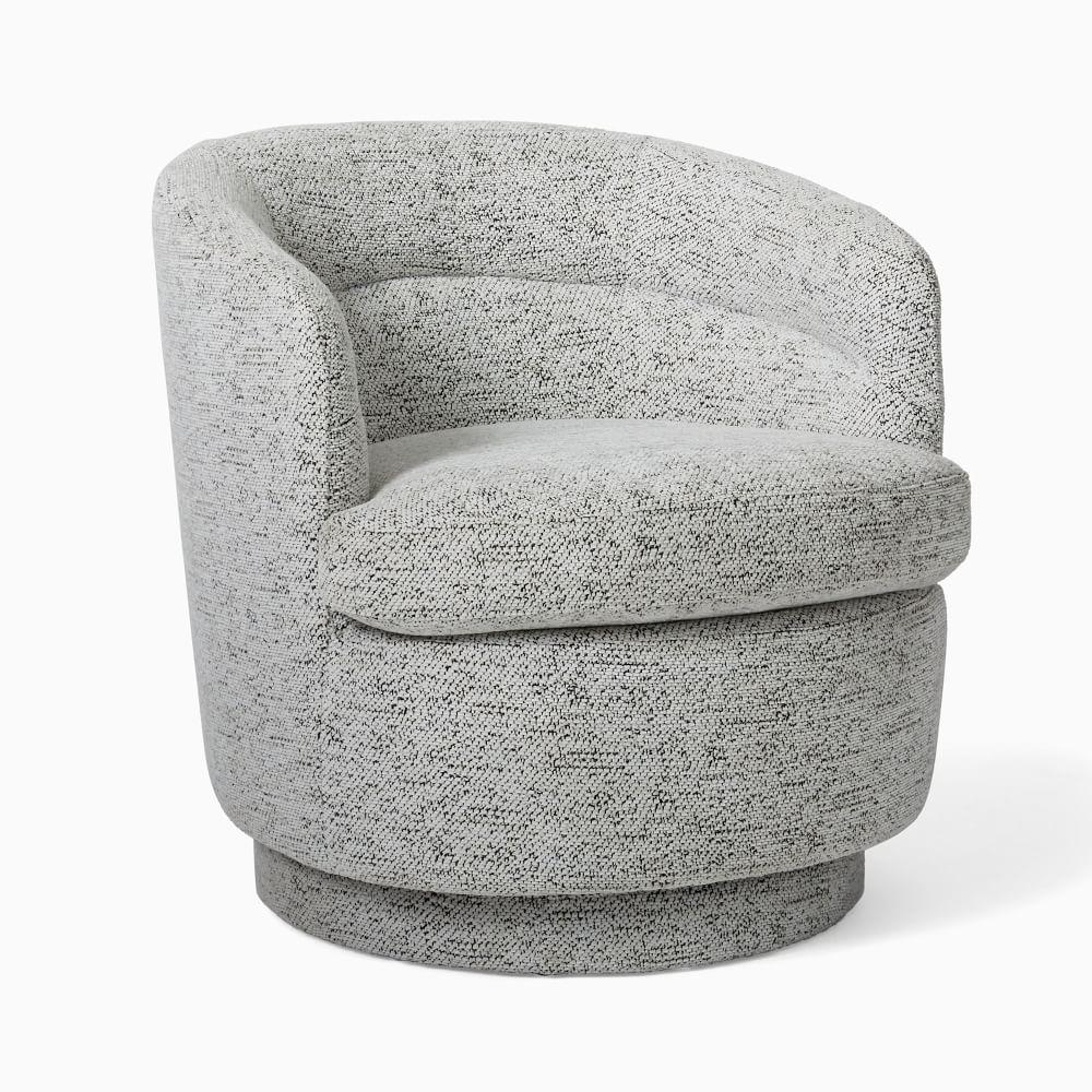 Viv Swivel Armchair - Chunky Chenille, White