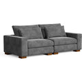 89 In.W Gray Finish Corduroy Upholstery L Shaped Straight Arm Sectional Sofa