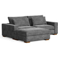 89 In.W Gray Finish Corduroy Upholstery L Shaped Straight Arm Sectional Sofa