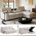 89 Convertible Sectional Sofa Bed With Storage Chaise L Shaped 3 Seater Couch With Pull Out Bed Cup Holders Usb Ports