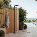 Modland Freestanding Outdoor Shower 316 Stainless Steel Pool Faucet Square Rain Head Nsf Valve Matte Black