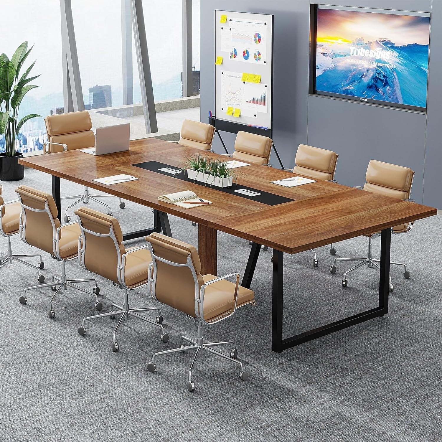 8Ft Conference Table Large Meeting Table For 10 People 94.49 L X 47.24 W 94.49 L 47.24 W 29.53 H