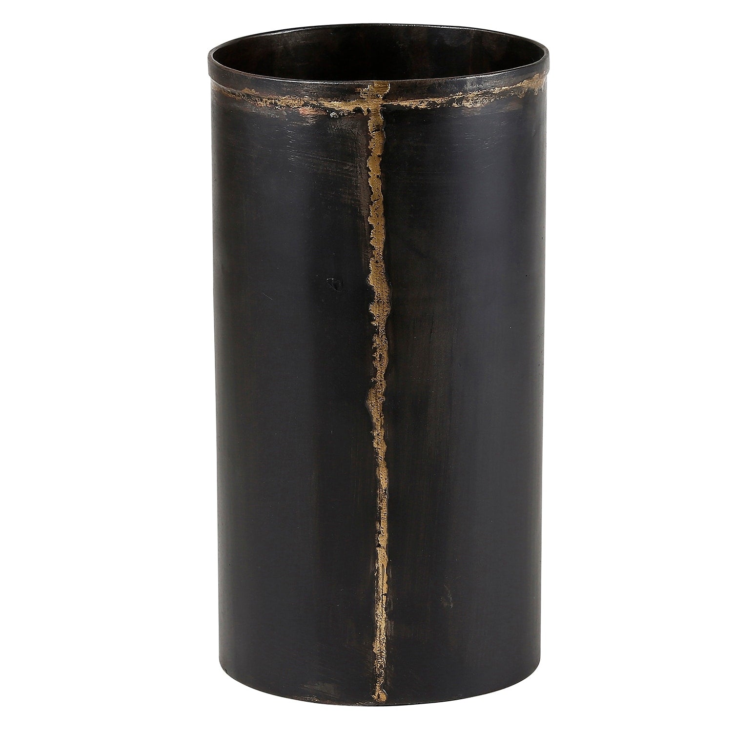 8 Black And Bronze Round Decorative Iron Vase
