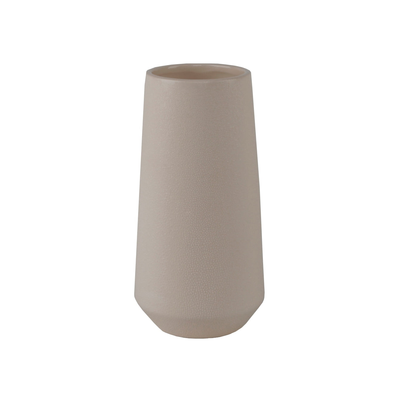8 H Leather Finish Ceramic Vase Planter Cream