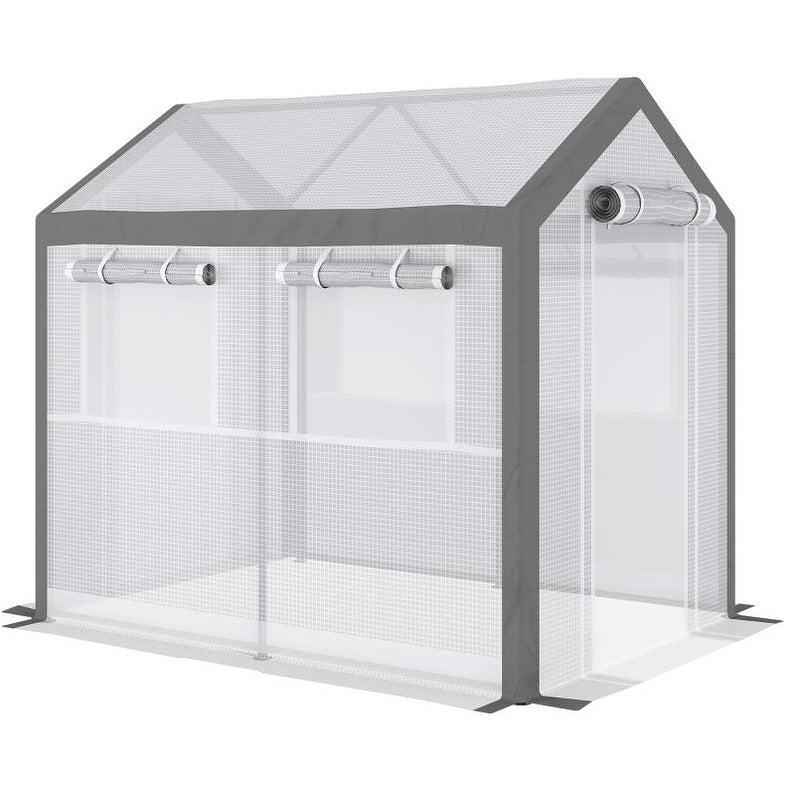 8 L Outdoor Walk In Tunnel Greenhouse With Roll Up Windows 2 Zippered Doors Weather Cover White