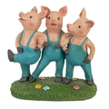 7 Three Pigs Dancing In Blue Overalls Outdoor Garden Statue
