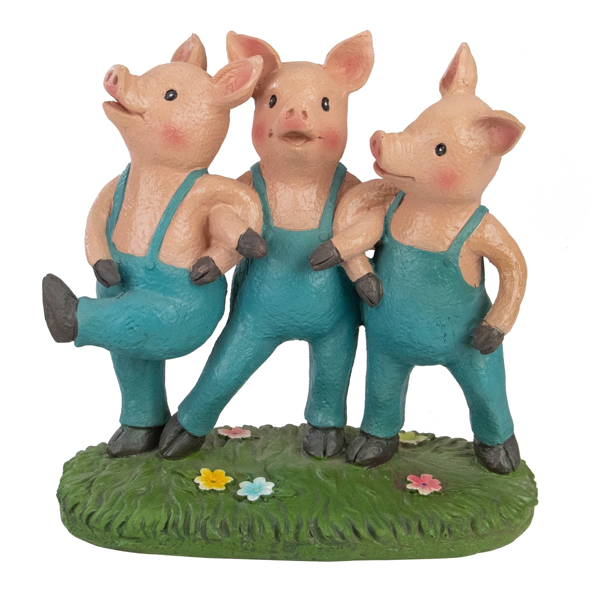 7 Three Pigs Dancing In Blue Overalls Outdoor Garden Statue
