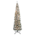 8 Flocked Pencil Christmas Tree With 500 Clear Lights Green