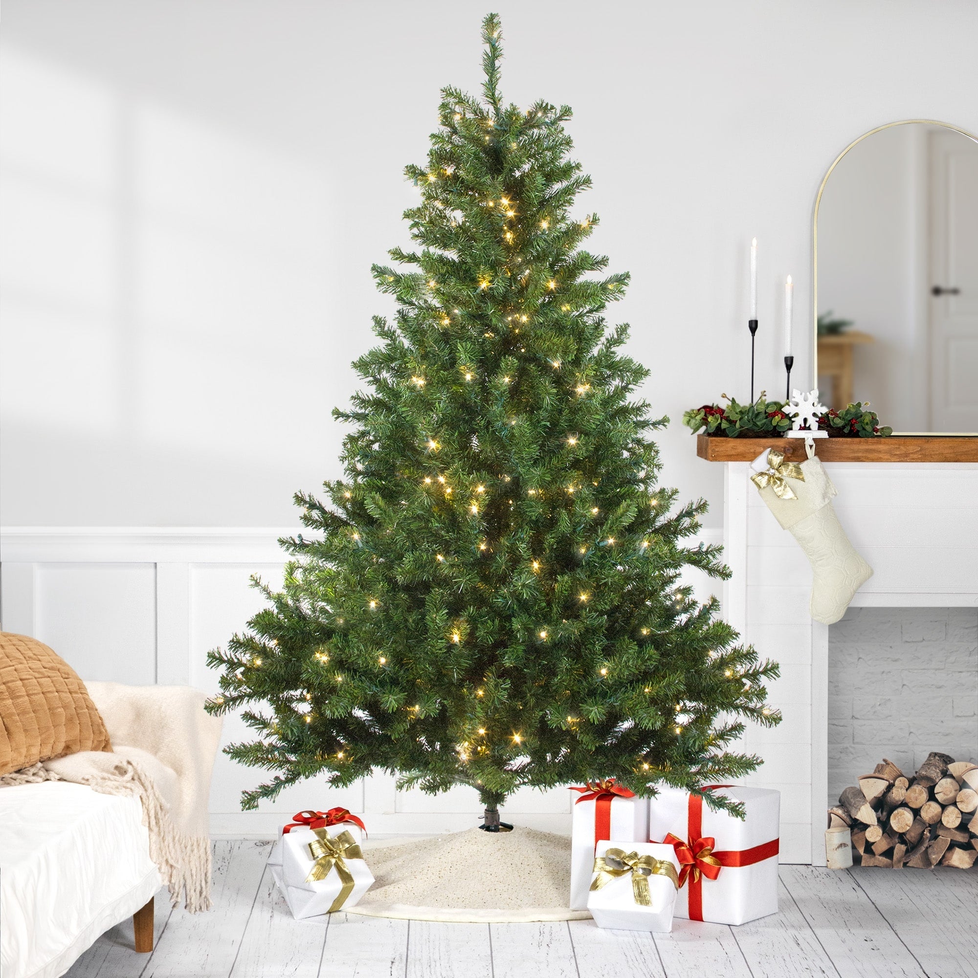 8 Medium Canadian Pine Artificial Christmas Tree Candlelight Led 8 Foot