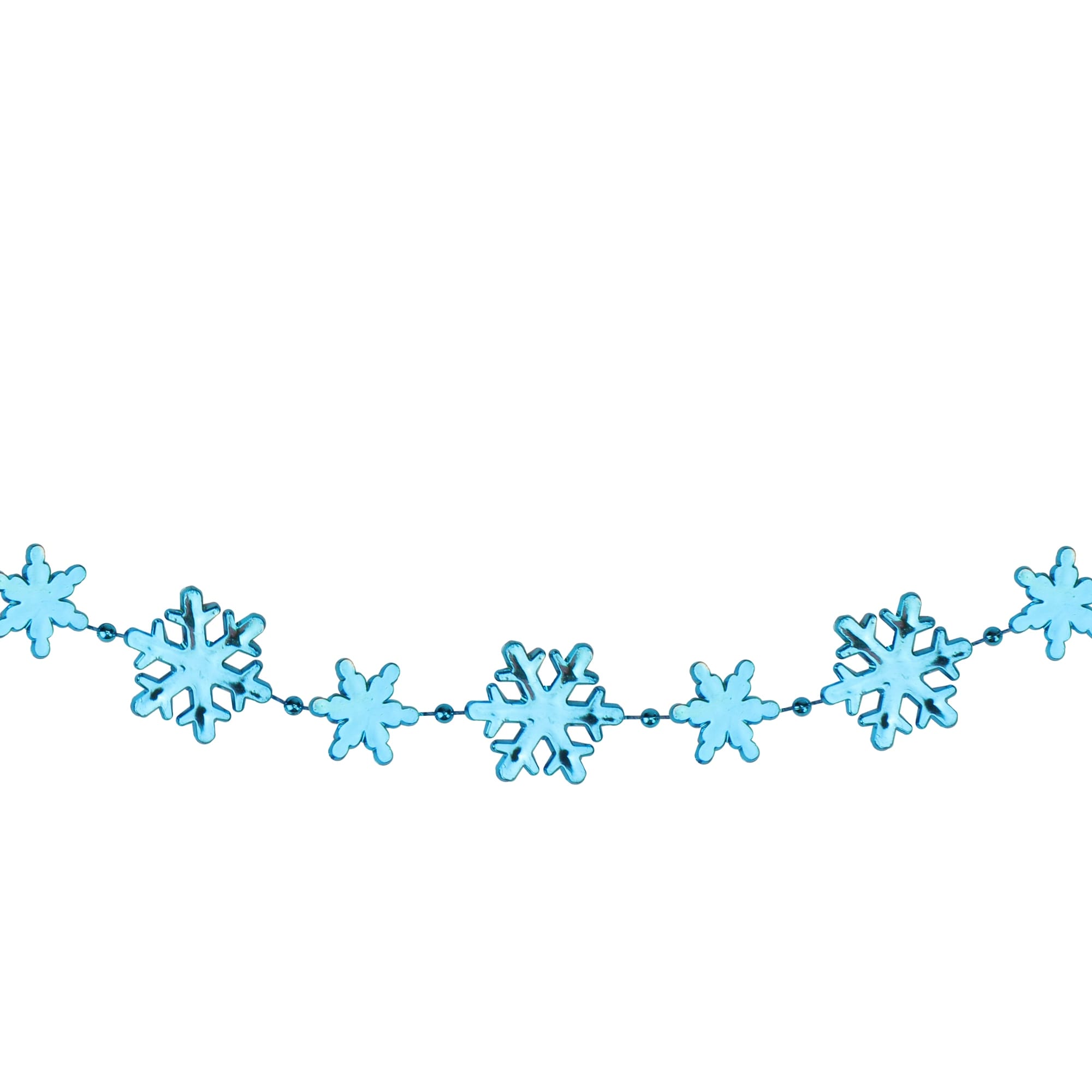 8 Shiny Blue Snowflake Shaped Beaded Christmas Garland N A