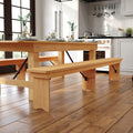 Hercules Series 8 X 12 Solid Pine Folding Farm Bench With 3 Legs
