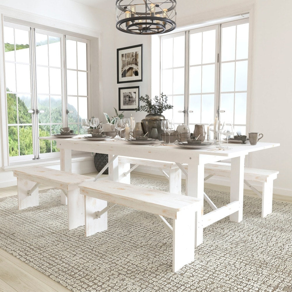 8X40 Farm Table 4 Bench Set