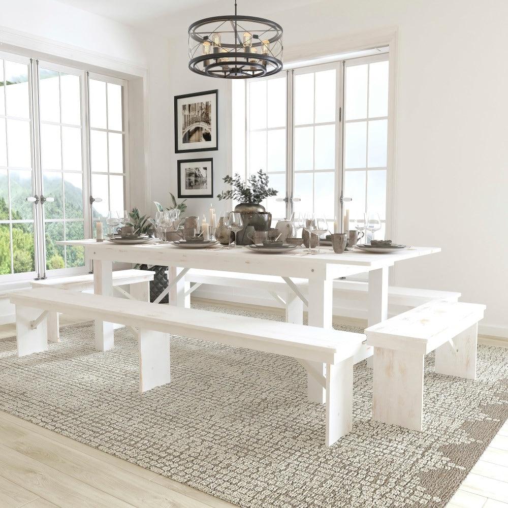 8X40 Farm Table 4 Bench Set
