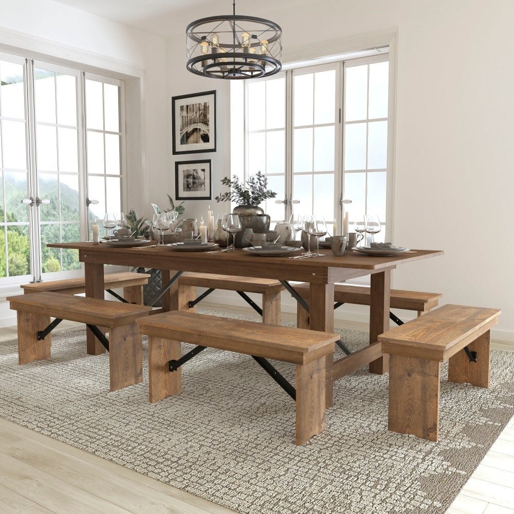 8X40 Farm Table 6 Bench Set