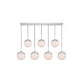 7 Light 54 Inch Pendant With Frosted White Glass