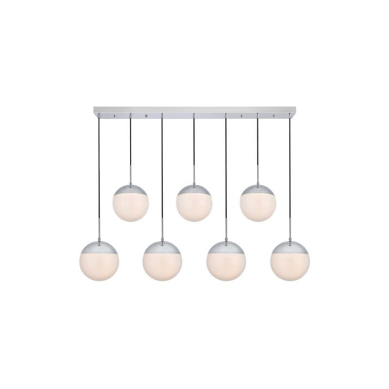 7 Light 54 Inch Pendant With Frosted White Glass