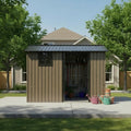 8 6 Ft Galvanized Steel Outdoor Storage Shed With Sliding Door Heavy Duty Metal Tool Shed With Window Vents