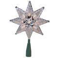 8 Silver Mosaic 8 Point Star Christmas Tree Topper Clear Lights