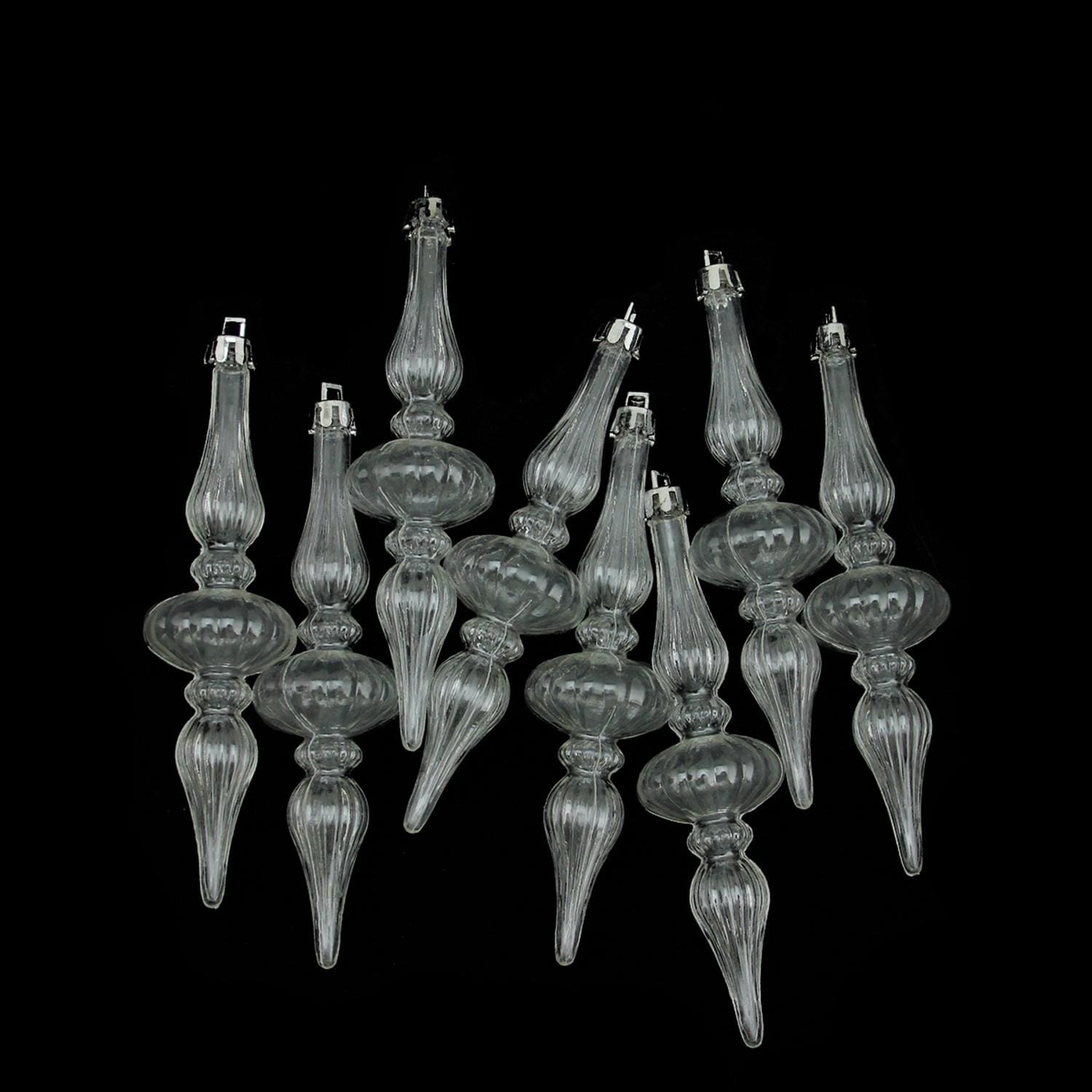 8Ct Clear Transparent Finial Shatterproof Christmas Ornaments 5.25