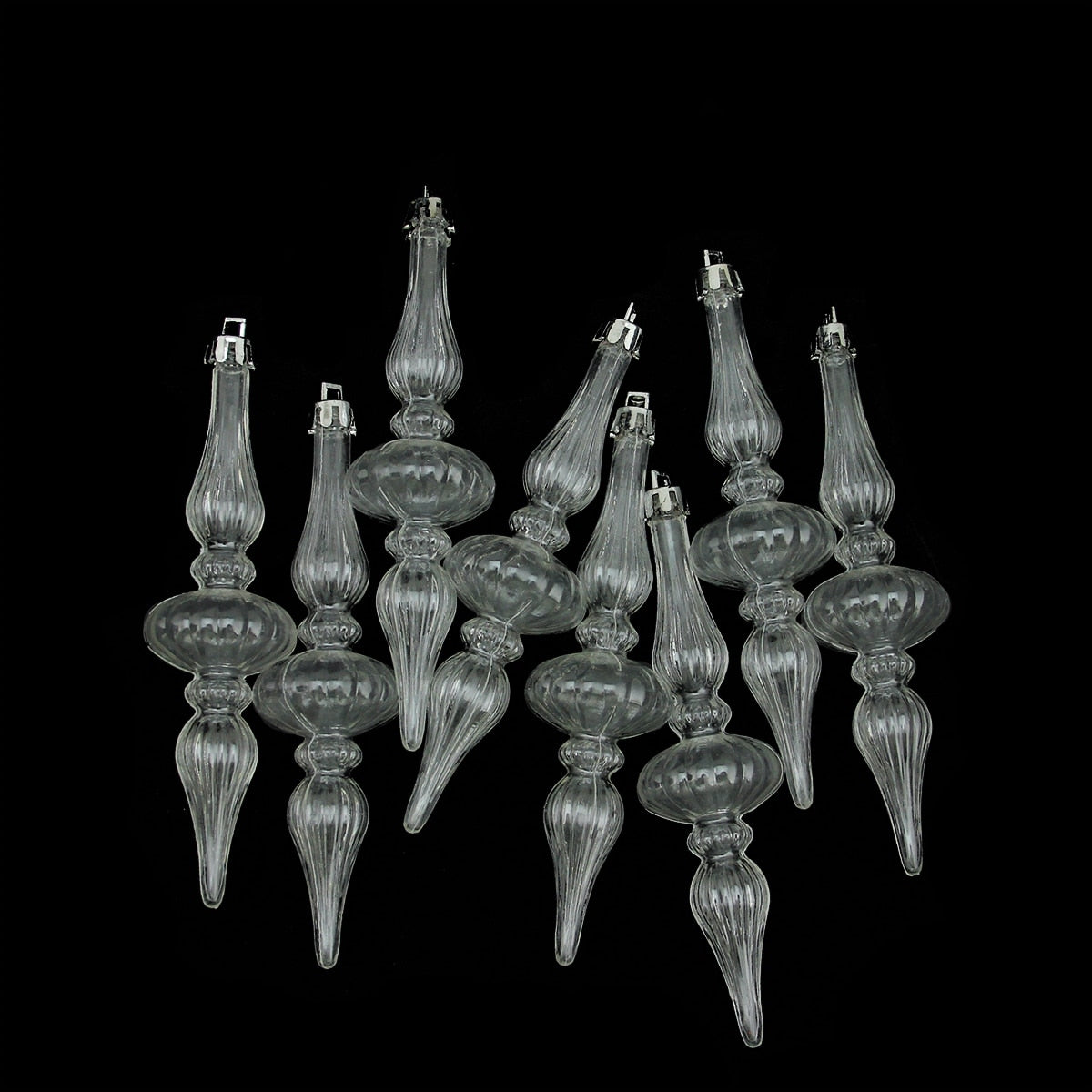 8Ct Clear Transparent Shatterproof Finial Christmas Ornaments 5.25