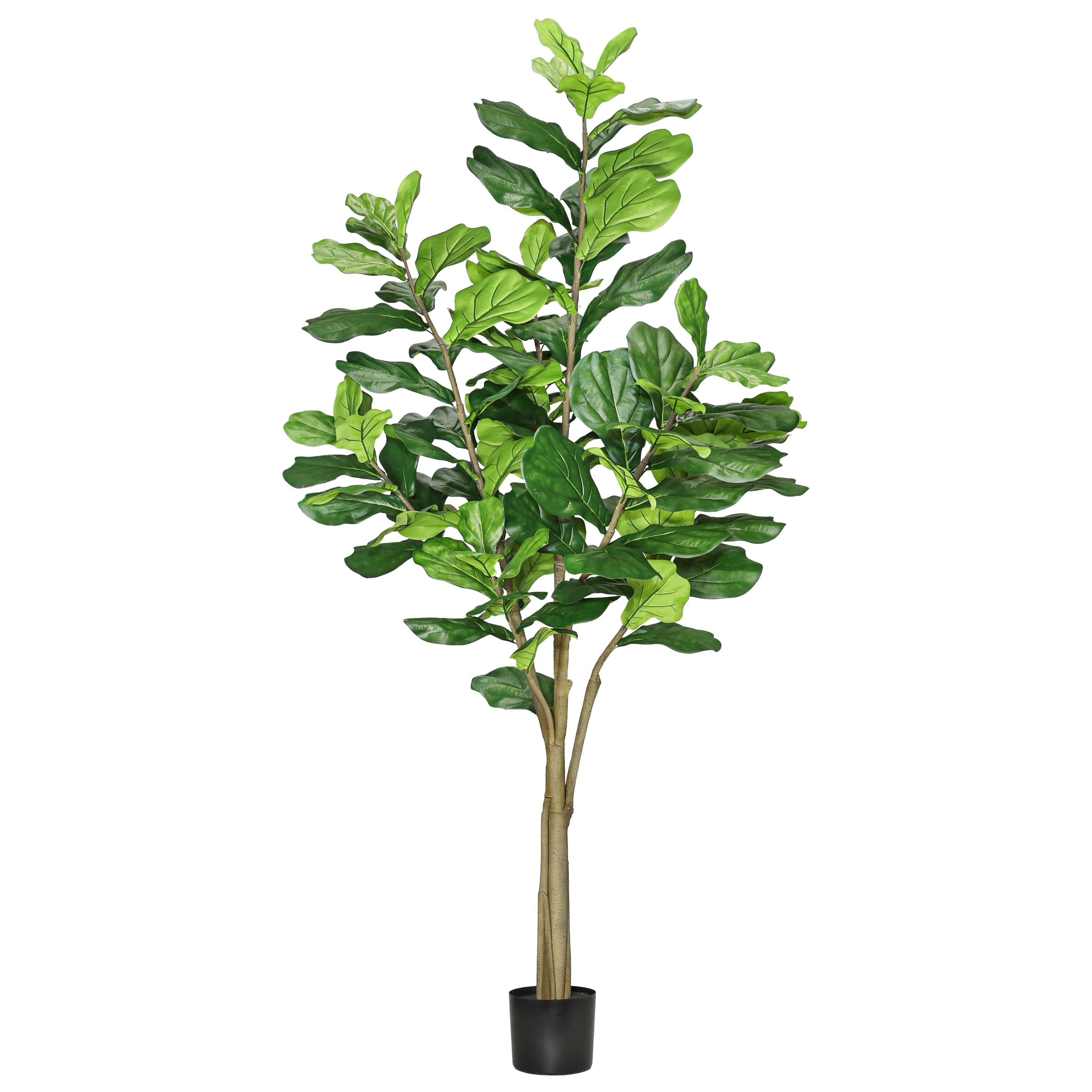 8Ft Artificial Fiddle Leaf Fig Tree Plant In Black Pot 96 H X 40 W X 40 Dp