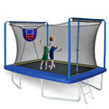 8Ft X 12Ft Rectangular Trampoline With Basketball Board Ball Inflater Ladder Blue Astm Cpc Certified